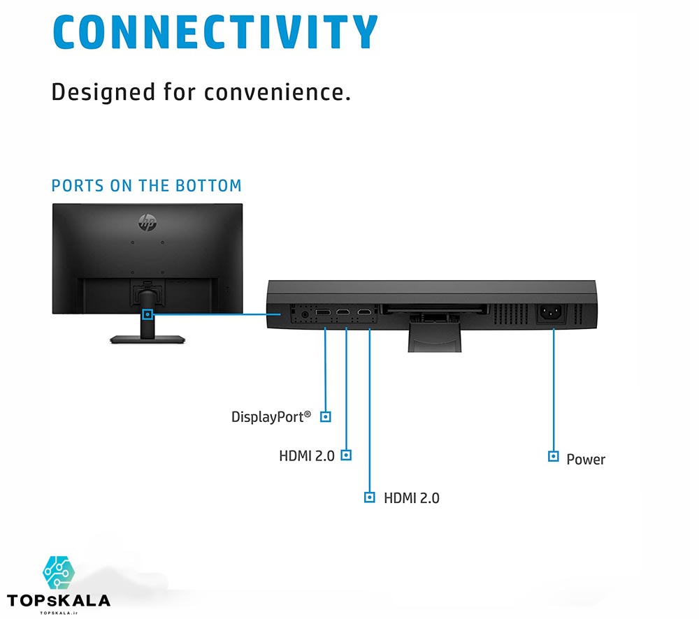 مانیتور HP مدل V28 4K سایز 28 اینچ محصول شرکت HP با سایز 28 اینچ کیفیت تصویر 4K دارای مهلت تست و گارانتی رایگان
