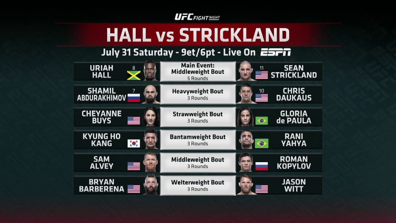 دانلود رویداد یو اف سی: UFC on ESPN 28 : Hall vs. Strickland