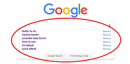 چگونه کلمات سرچ شده در گوگل را حذف كنيم؟ Remove Google Search